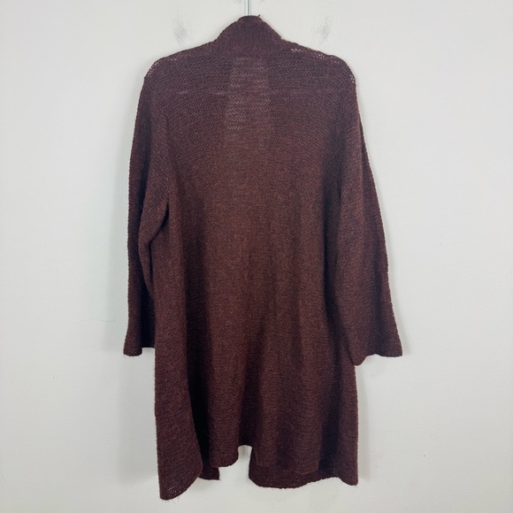Eileen Fisher Brown Baby Alpaca Open Front Long Cardigan Cozy Minimalist XXL - Picture 4 of 12